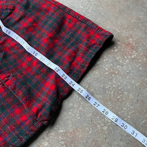 VTG Pendleton Wool Plaid Button Up Board Shirt Flap Pocket Loop Womens L HOLES! - Picture 5 of 12